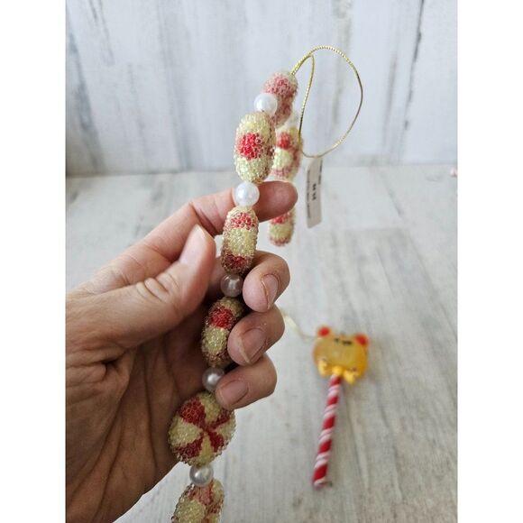 Peppermint candy cane vintage ornament sucker lollipop bear Xmas tree - Picture 9 of 9